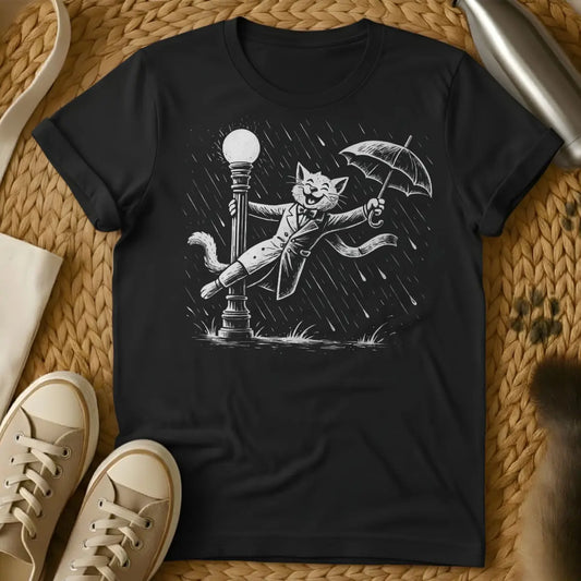 Singing in the Rain Cat Shirt - Black Cat T-Shirt
