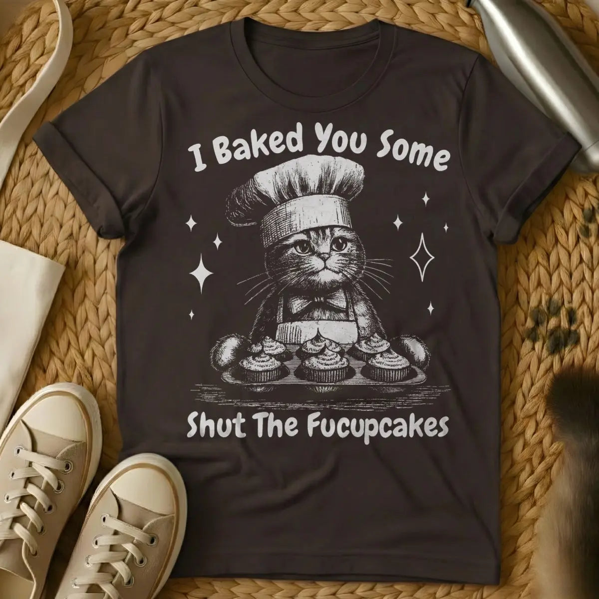 Sarcastic Cake Shirt - Dark Chocolate Cat T-Shirt