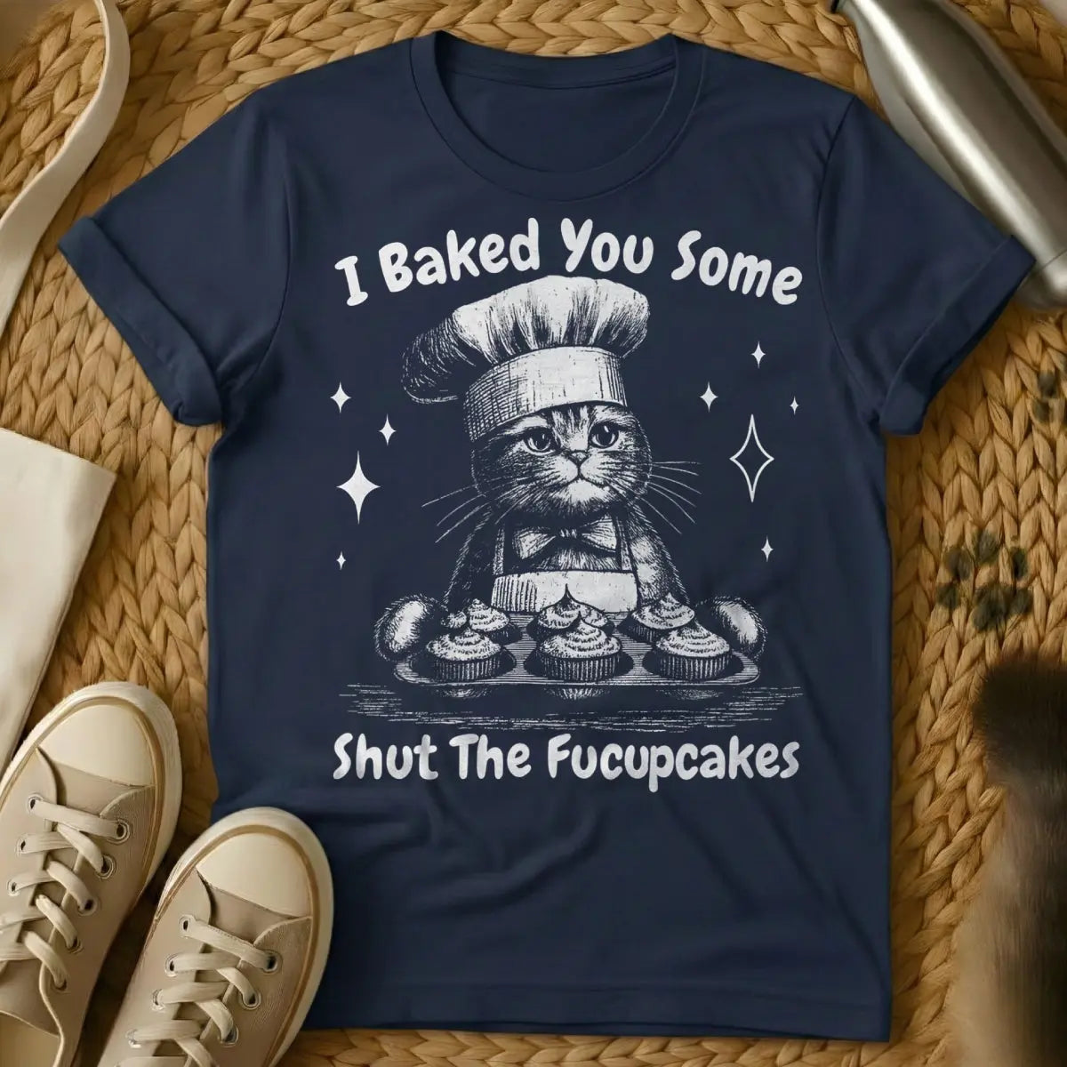 Sarcastic Cake Shirt - Navy Cat T-Shirt