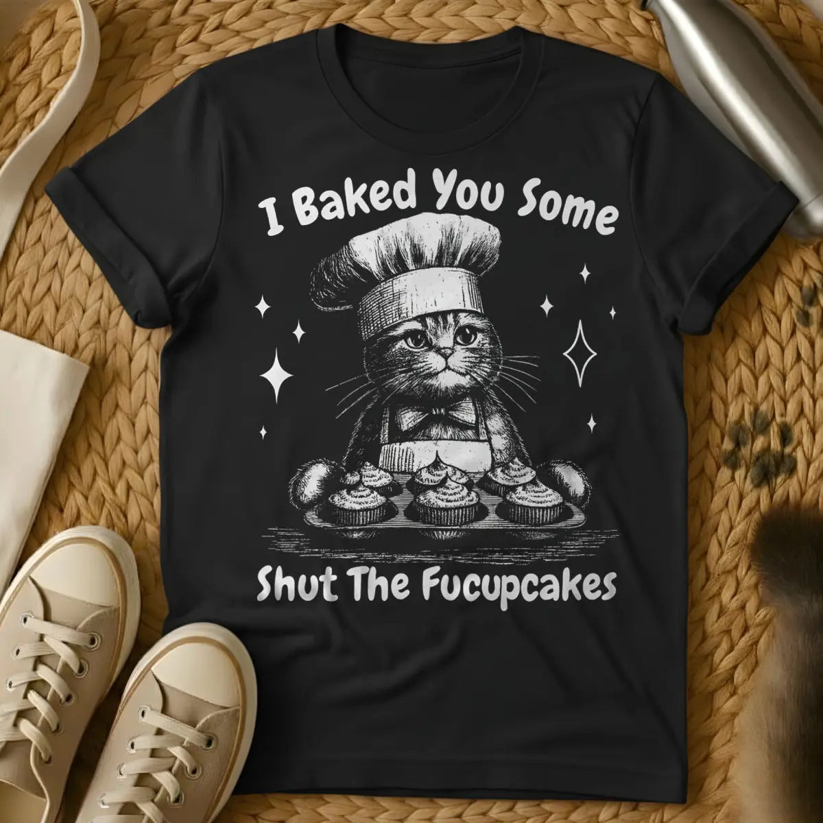 Sarcastic Cake Shirt - Black Cat T-Shirt