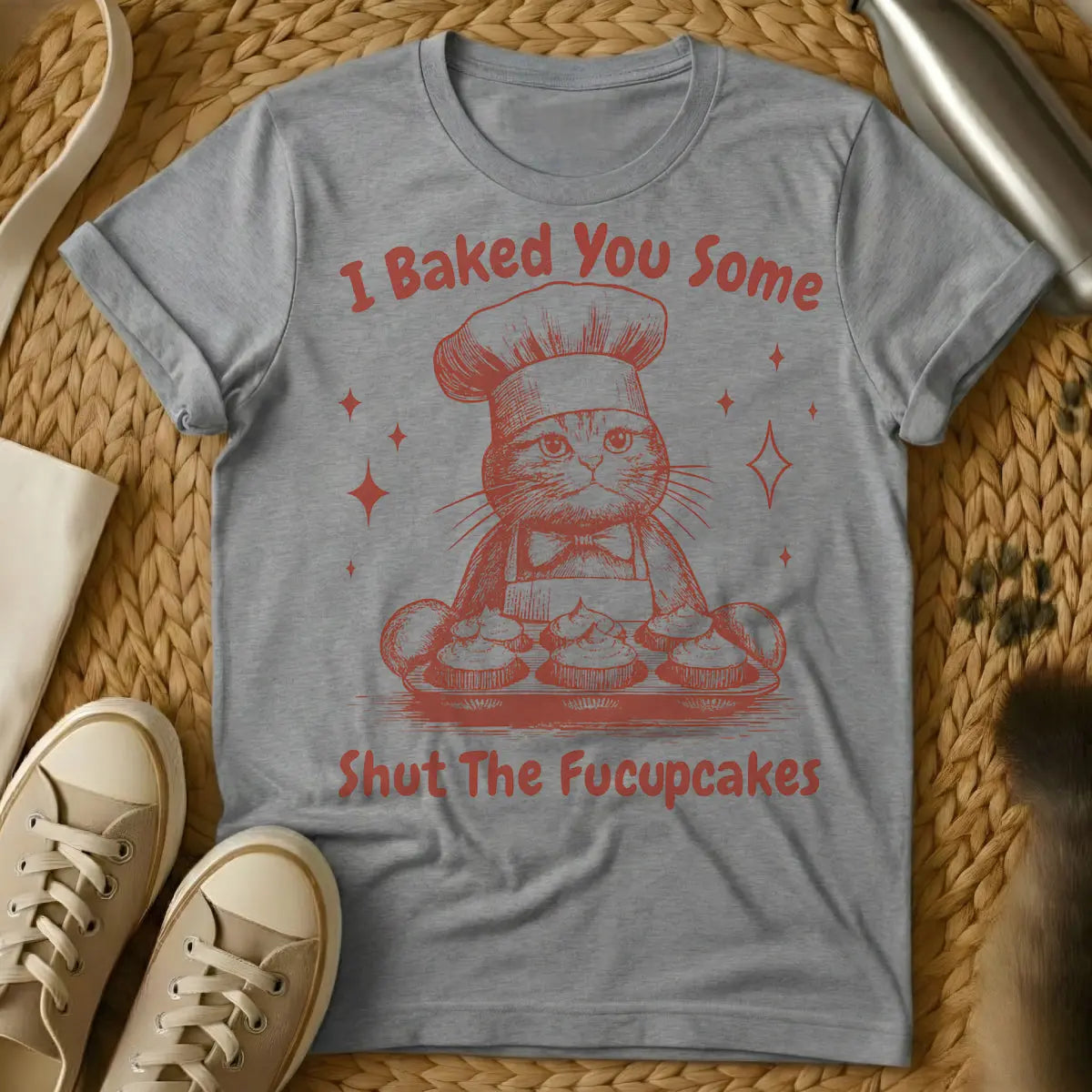 Sarcastic Cake Shirt - Gray Cat T-Shirt
