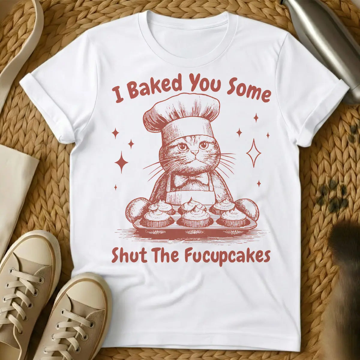 Sarcastic Cake Shirt - White Cat T-Shirt