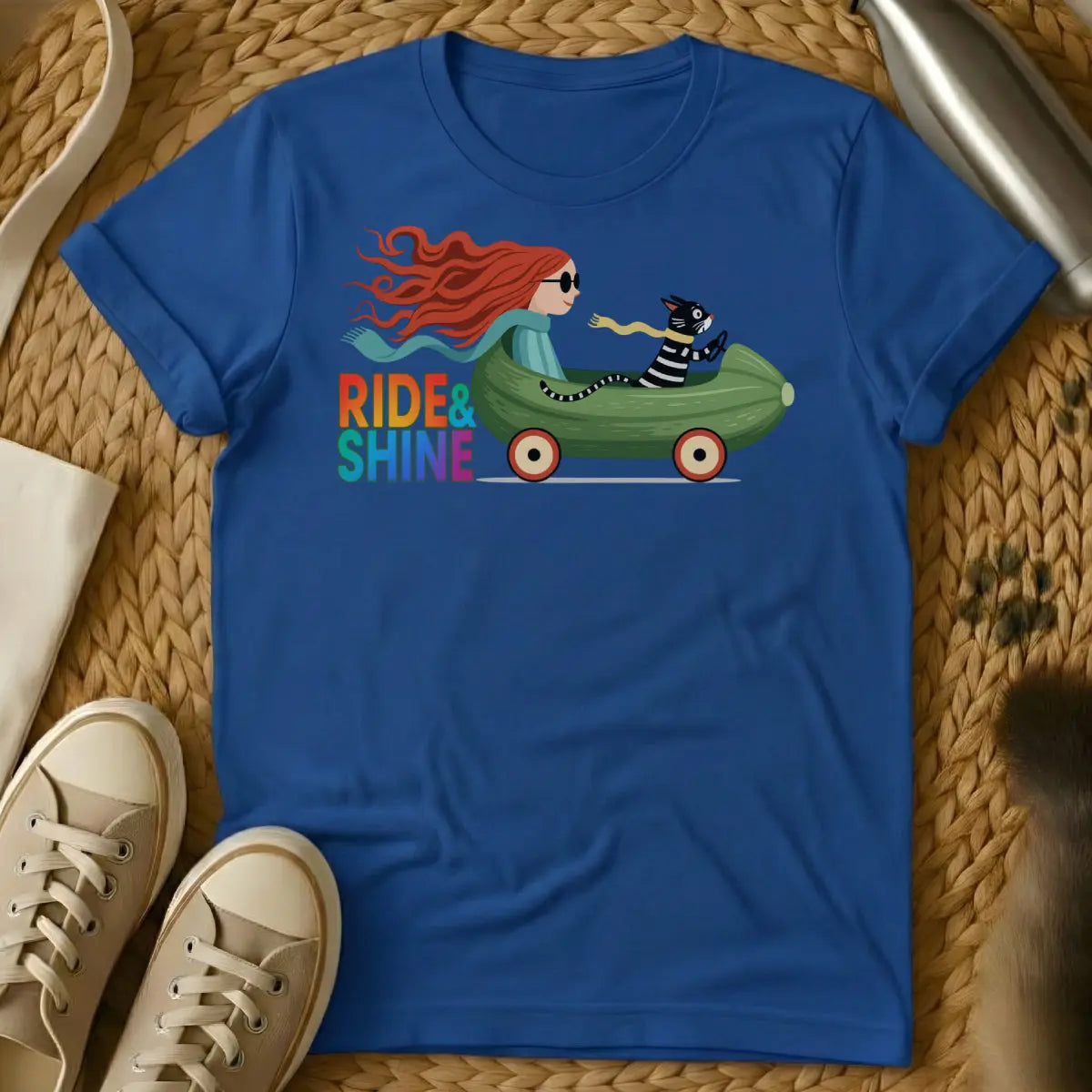 Ride and Shine Cat Shirt - Blue Cat T-Shirt