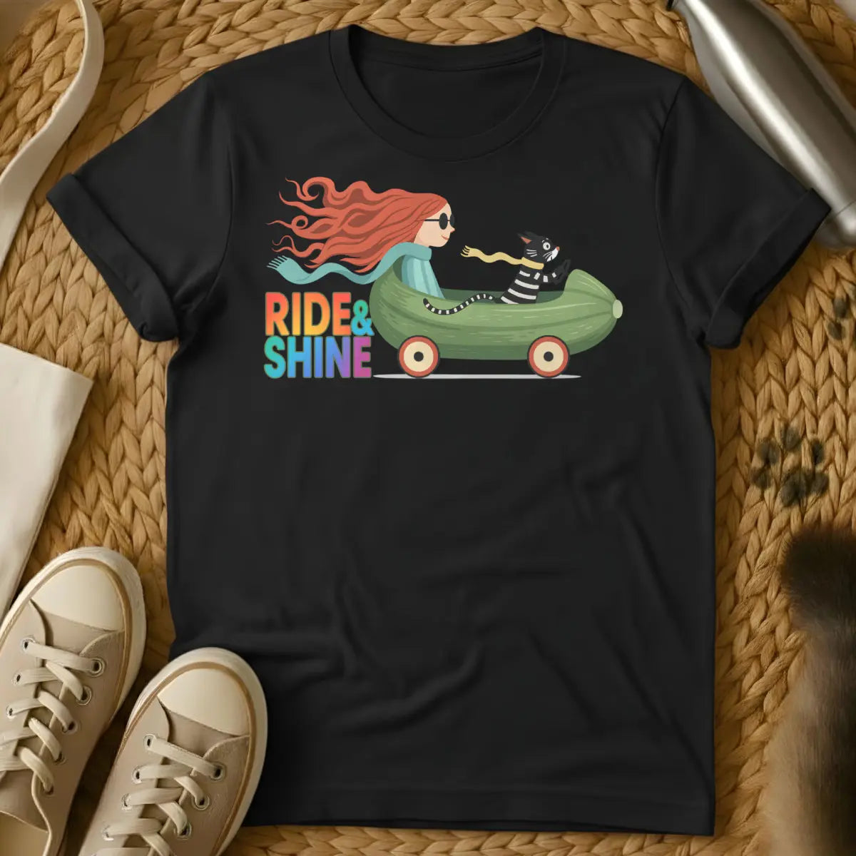 Ride and Shine Cat Shirt - Black Cat T-Shirt