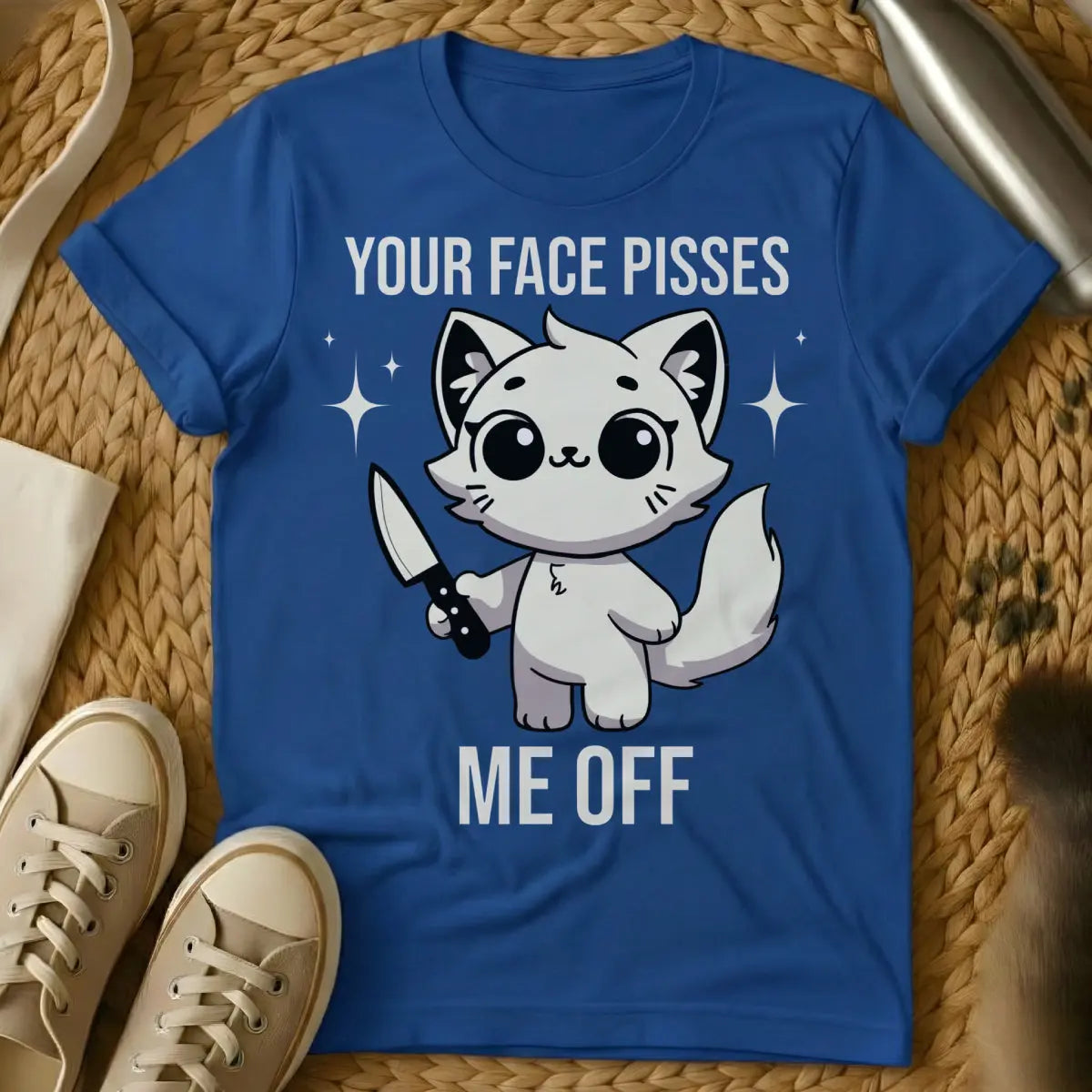 Your Face Pisses Me Off Shirt - Blue Cat T-Shirt