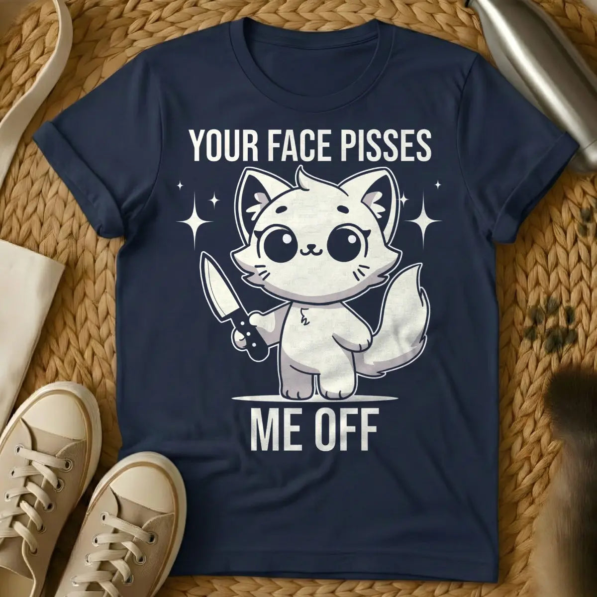 Your Face Pisses Me Off Shirt - Navy Cat T-Shirt
