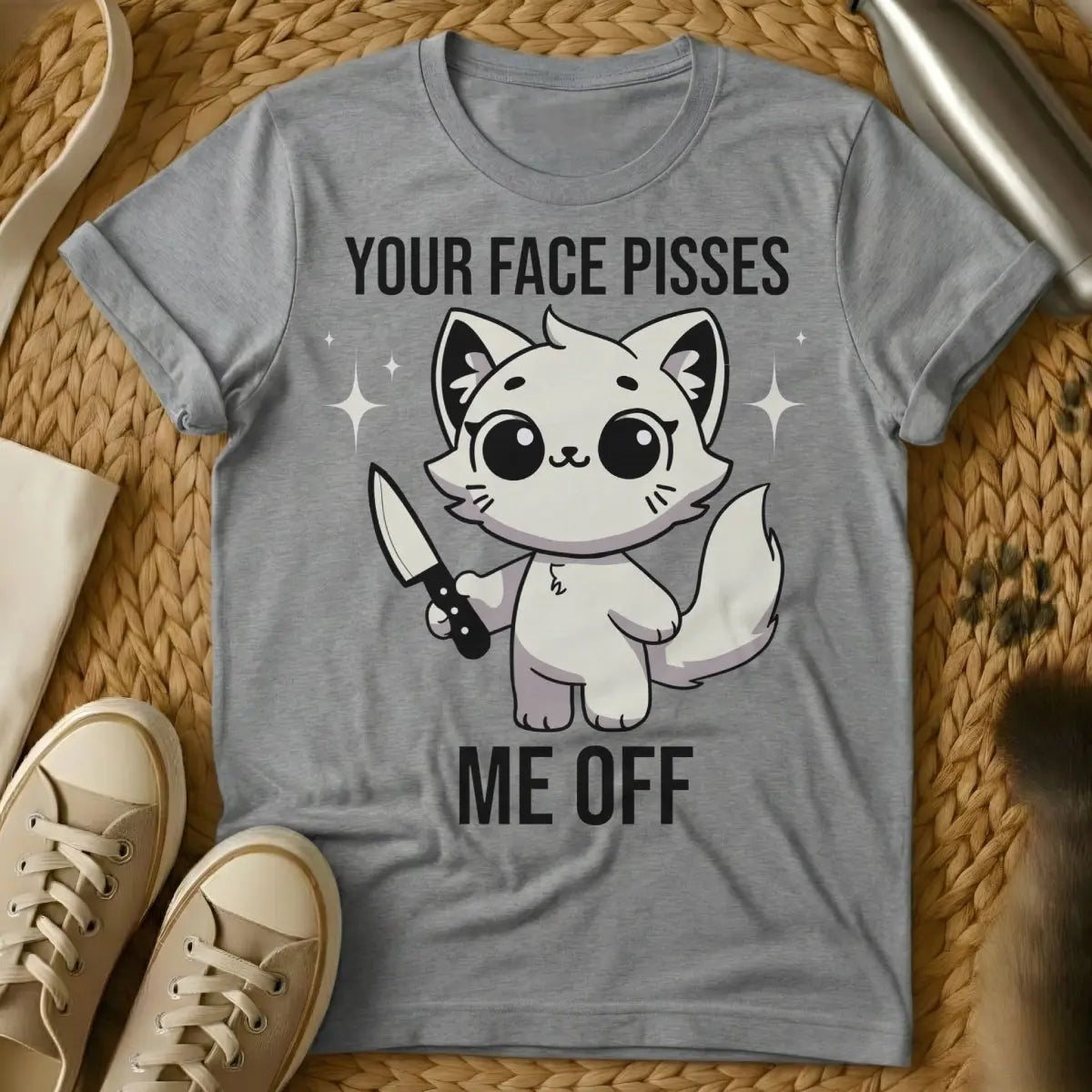 Your Face Pisses Me Off Shirt - Gray Cat T-Shirt