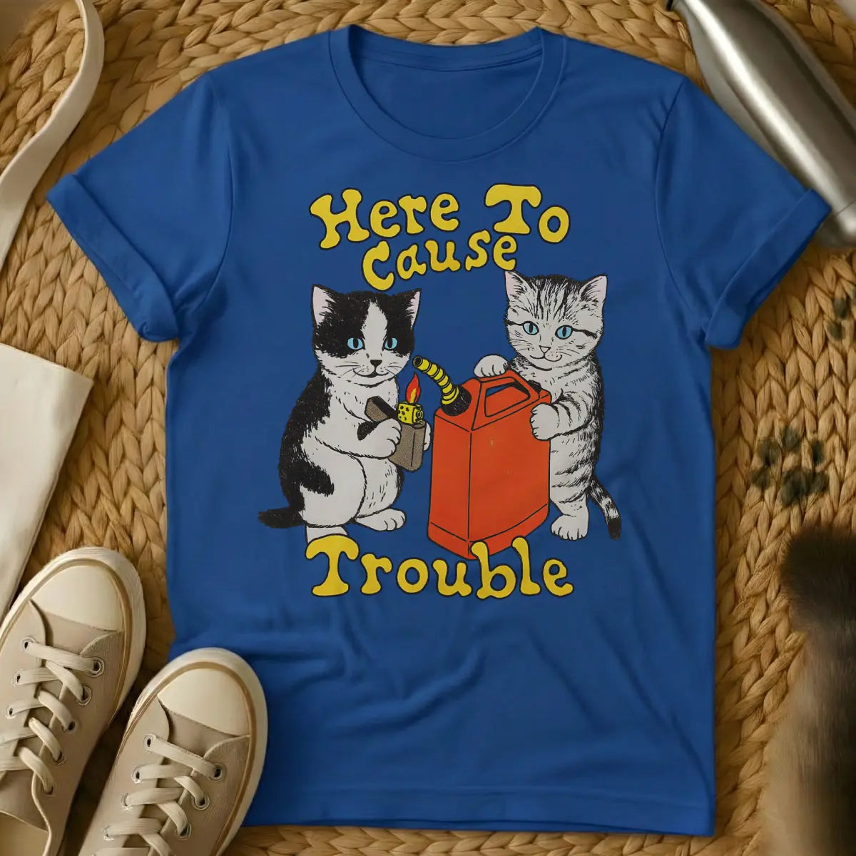 Trouble Maker Cat Shirt - Blue Cat T-Shirt