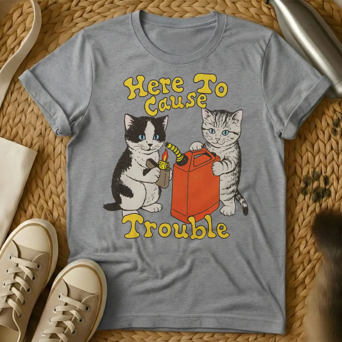 Trouble Maker Cat Shirt - Gray Cat T-Shirt