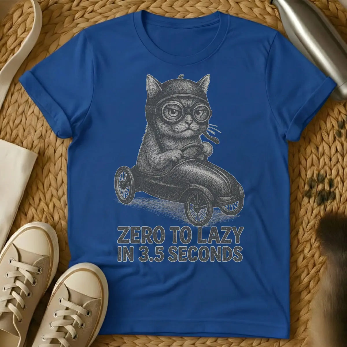 Lazy Cat T-Shirt - Blue Cat T-Shirt
