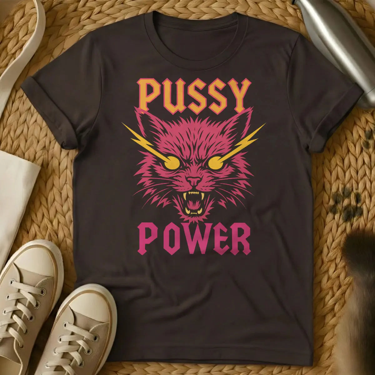 Pussy Power Cat Shirt - Dark Chocolate Cat T-Shirt