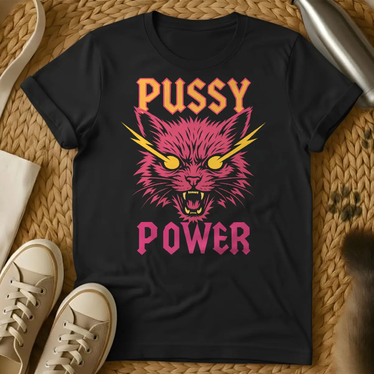 Pussy Power Cat Shirt - Black Cat T-Shirt