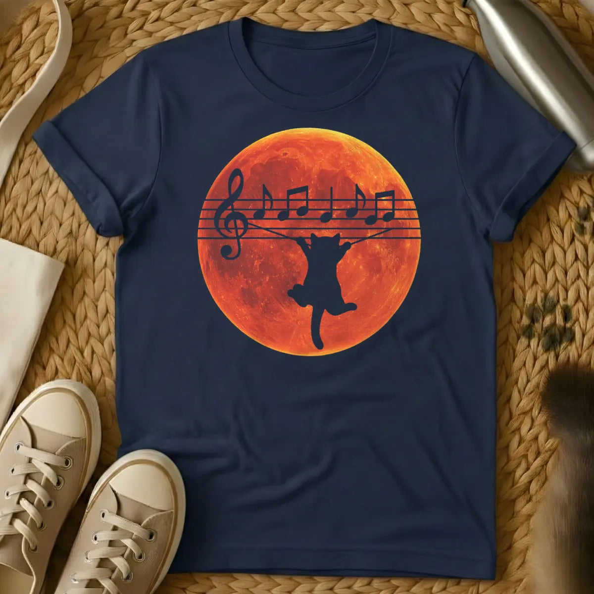 Music Cat Shirt - Navy Cat T-Shirt