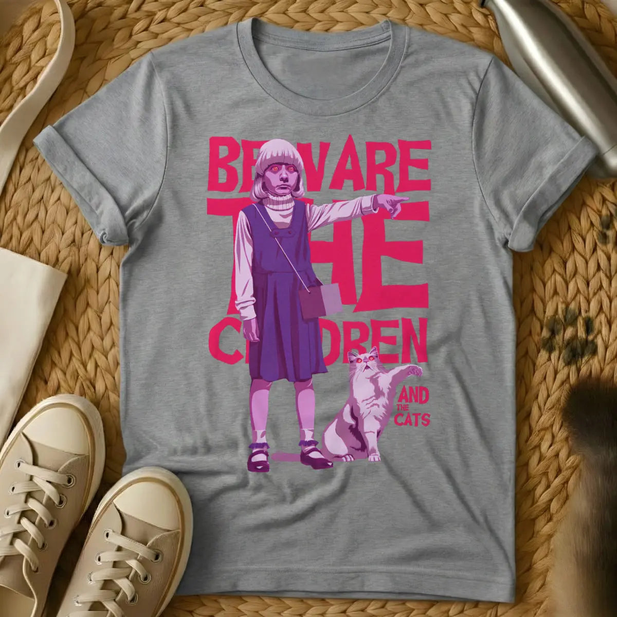 Village of the Damned Cat Tee - Gray Cat T-Shirt