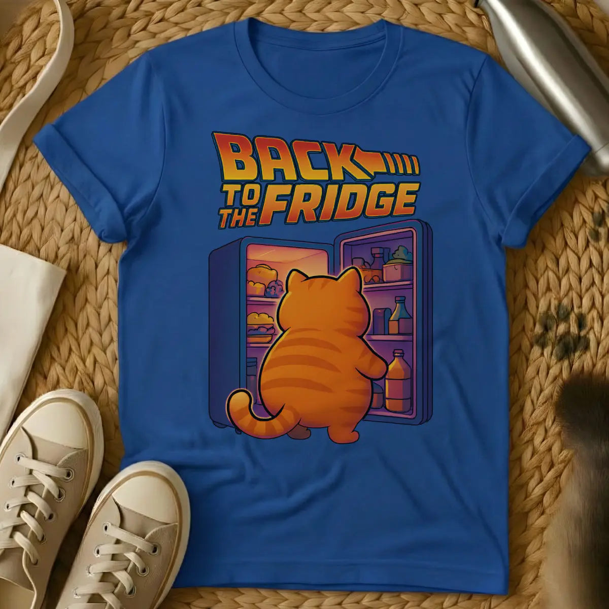 Back to the Future Cat Shirt - Blue T-Shirt - 80s sci-fi humor, delorean meme, doc brown quote parody