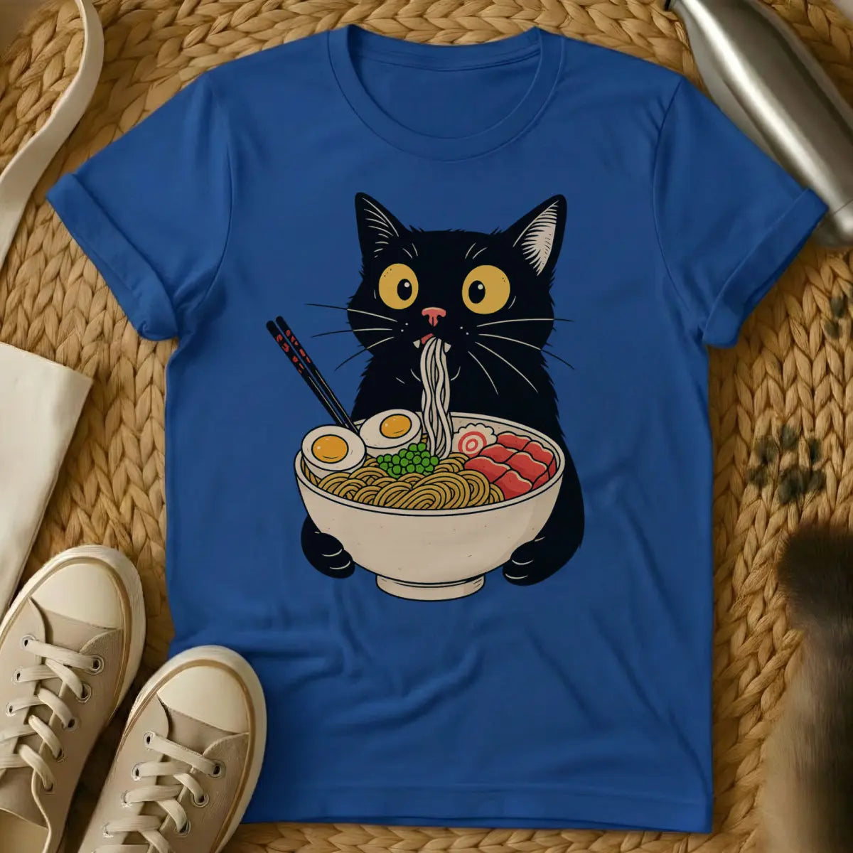 Ramen Cat T-Shirt - Blue Cat T-Shirt
