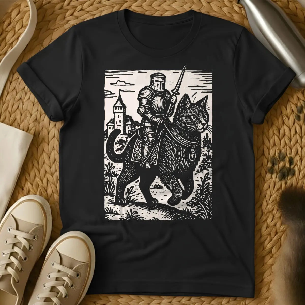 Medieval Cat Tee - Black Cat T-Shirt