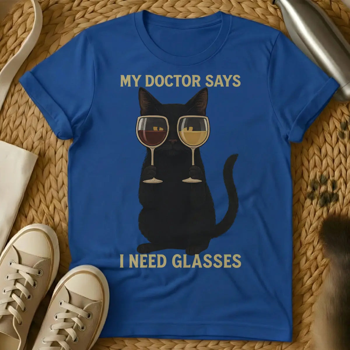 Glasses Cat Shirt - Blue Cat T-Shirt