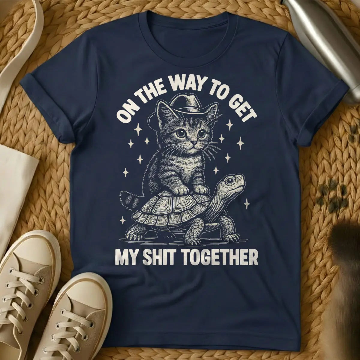 Sh*t Cat Shirt - Navy Cat T-Shirt