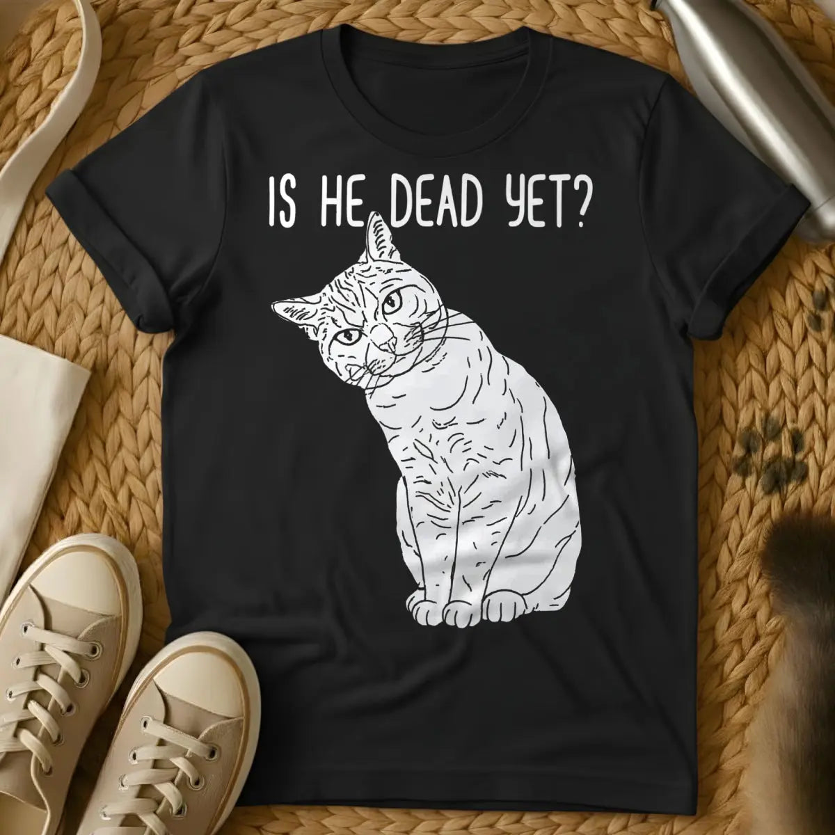 Is He Dead Cat Shirt - Black Cat T-Shirt