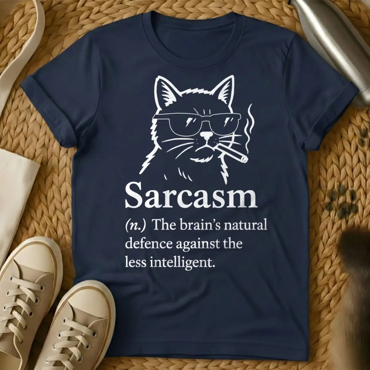 Sarcasm Cat Shirt - Navy Cat T-Shirt
