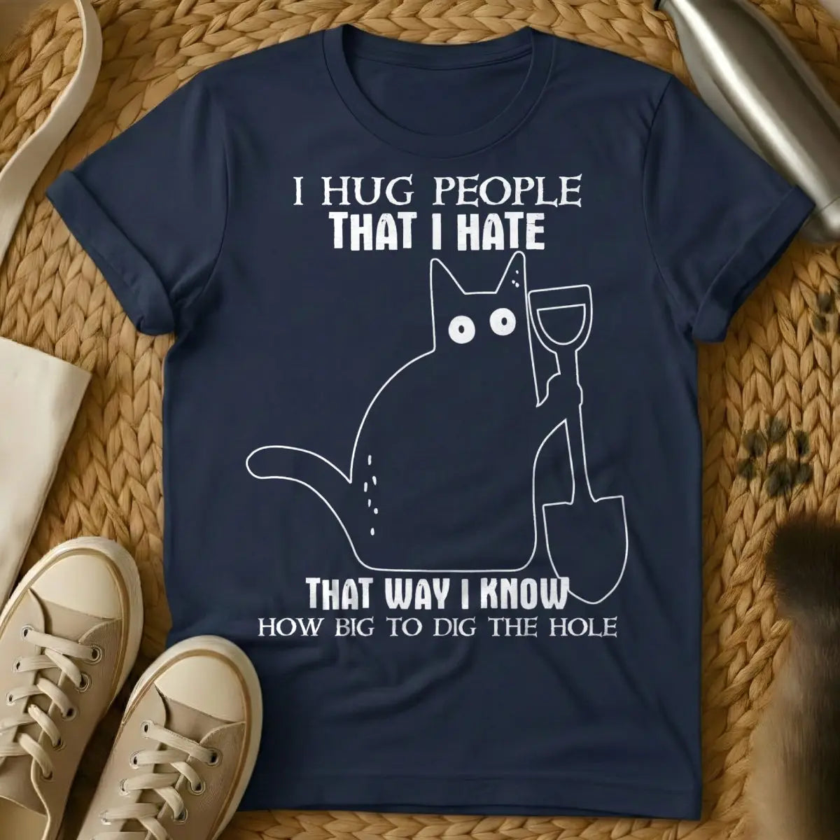 Hate Cat Shirt - Navy Cat T-Shirt