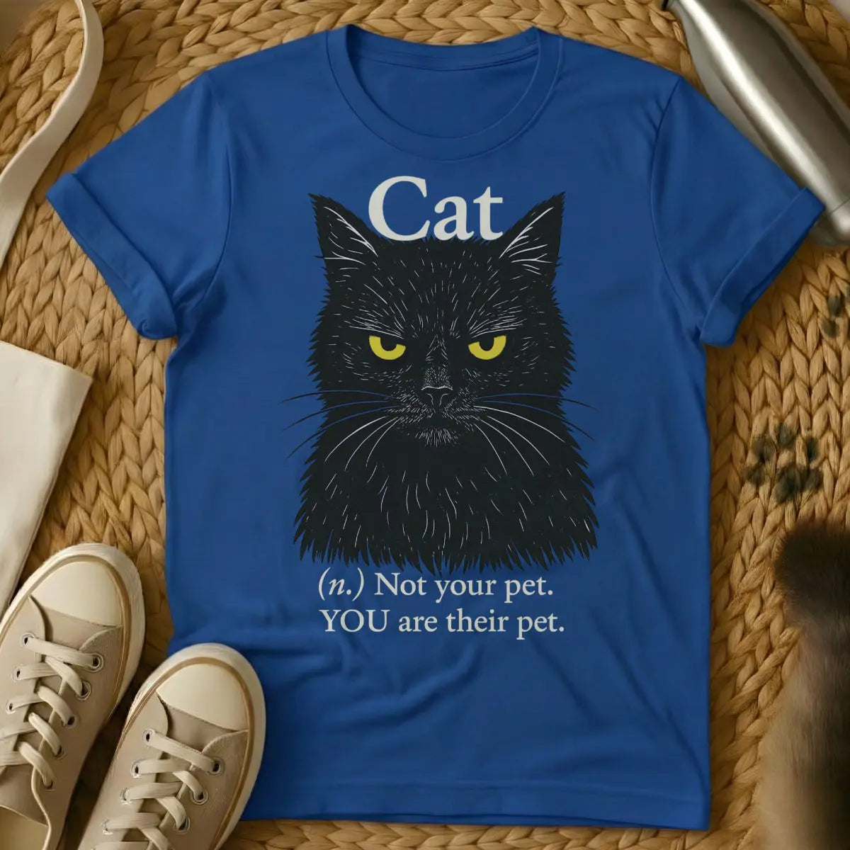 Cat Definition Cat Tee - Blue T-Shirt - bibliophile cat, lexical entry design, philosophical feline