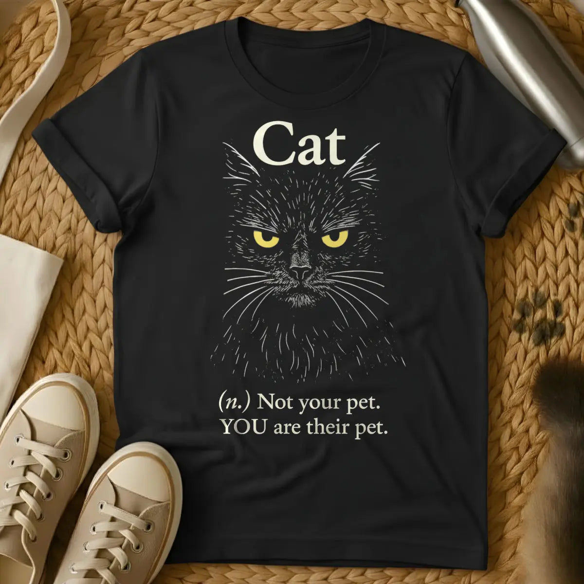 Cat Definition Cat Tee - Black T-Shirt - bibliophile cat, lexical entry design, philosophical feline