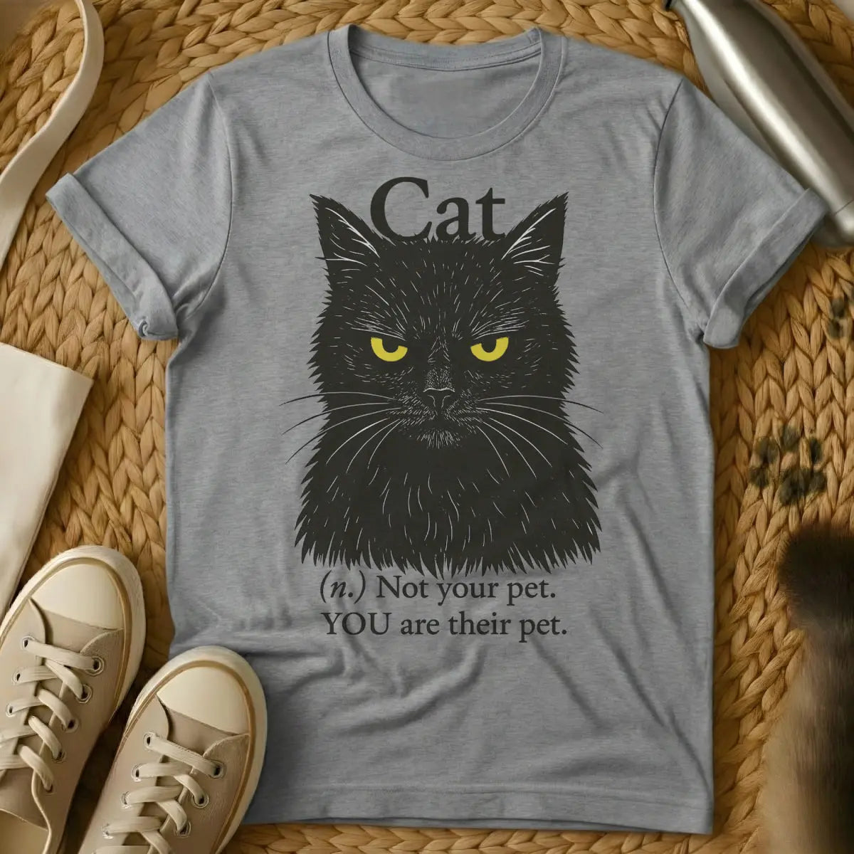 Cat Definition Cat Tee - Gray T-Shirt - bibliophile cat, lexical entry design, philosophical feline