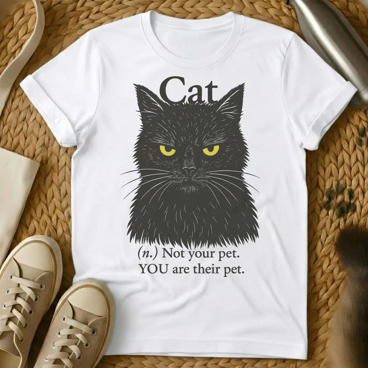 Cat Definition Cat Tee - White T-Shirt - bibliophile cat, lexical entry design, philosophical feline