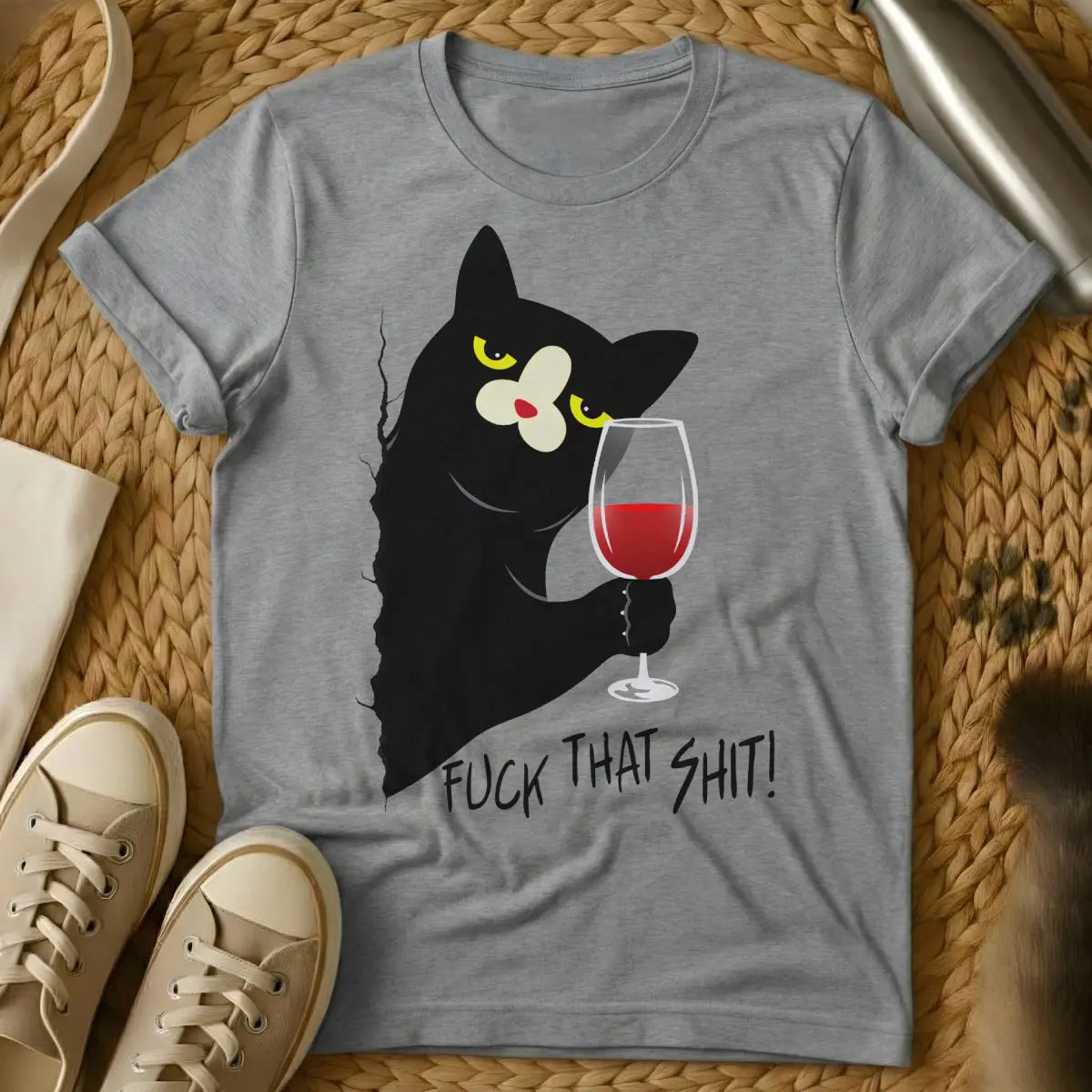 Chill Cat Shirt - Gray T-Shirt - aspirational laziness, cat nap culture, feline zen master