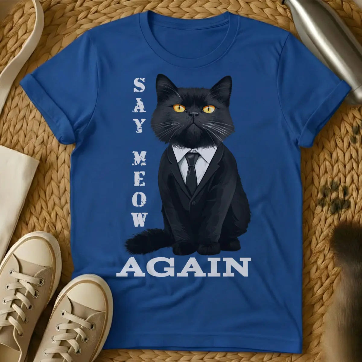 Pulp Fiction Cat Shirt - Blue Cat T-Shirt