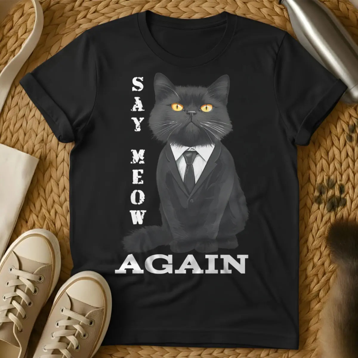 Pulp Fiction Cat Shirt - Black Cat T-Shirt