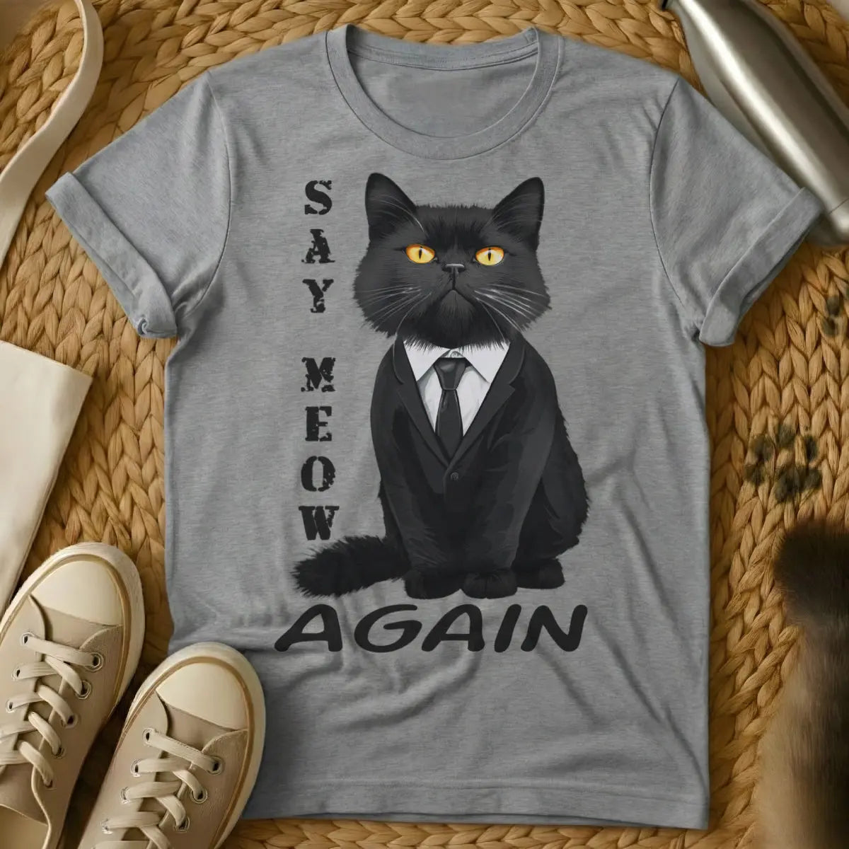 Pulp Fiction Cat Shirt - Gray Cat T-Shirt