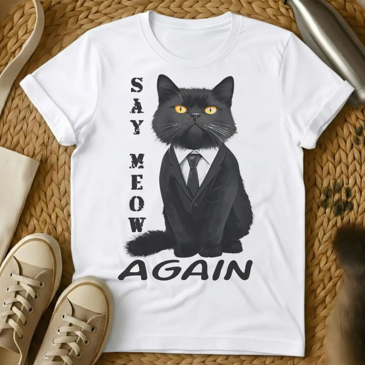 Pulp Fiction Cat Shirt - White Cat T-Shirt