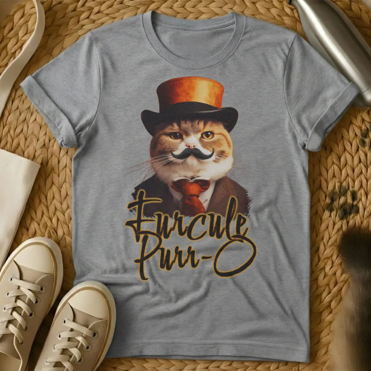 Poirot Cat Shirt - Gray Cat T-Shirt