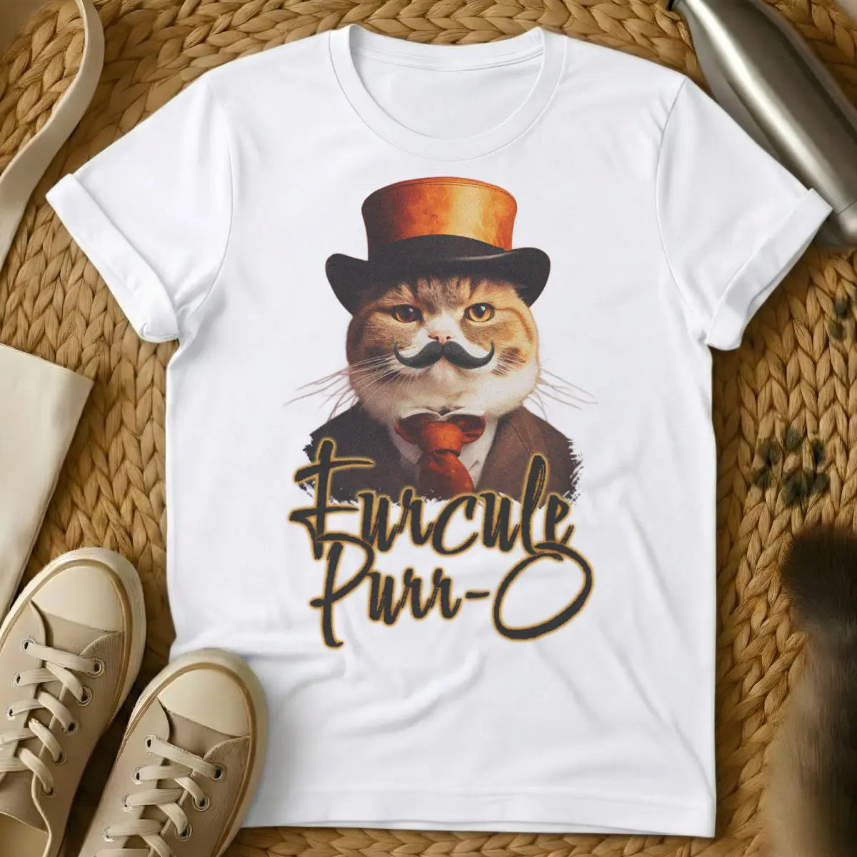 Poirot Cat Shirt - White Cat T-Shirt