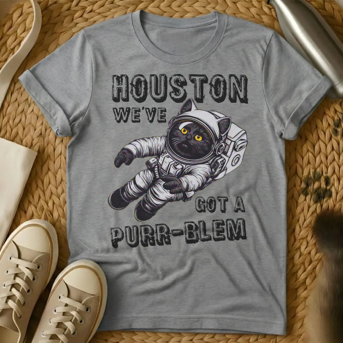 Houston Cat Shirt - Gray Cat T-Shirt