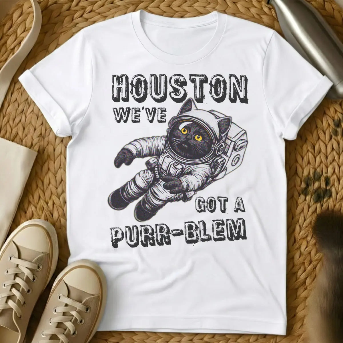 Houston Cat Shirt - White Cat T-Shirt