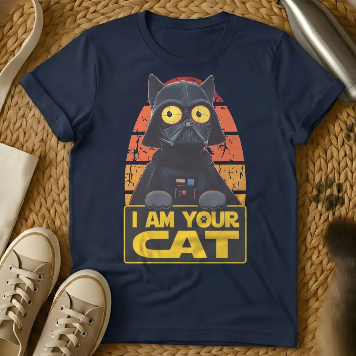 Darth Vader Cat Shirt - Navy T-Shirt - feline overlord, geek cat, pop culture mashup