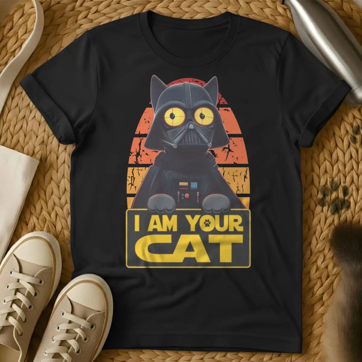 Darth Vader Cat Shirt - Black T-Shirt - feline overlord, geek cat, pop culture mashup