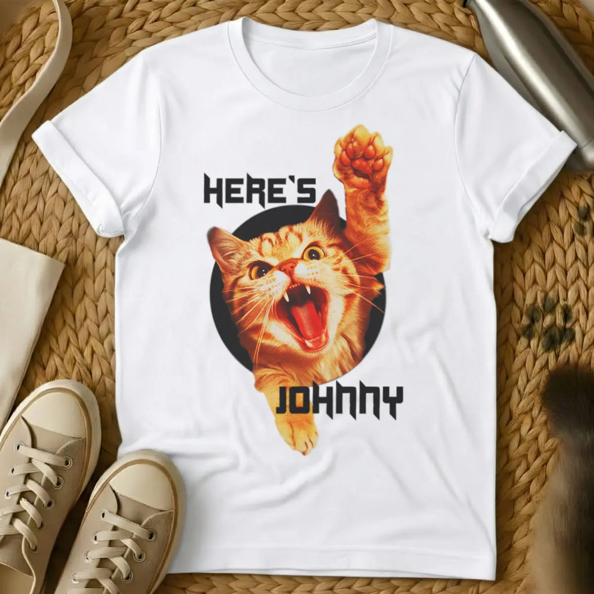 Johnny Cat Shirt - White Cat T-Shirt