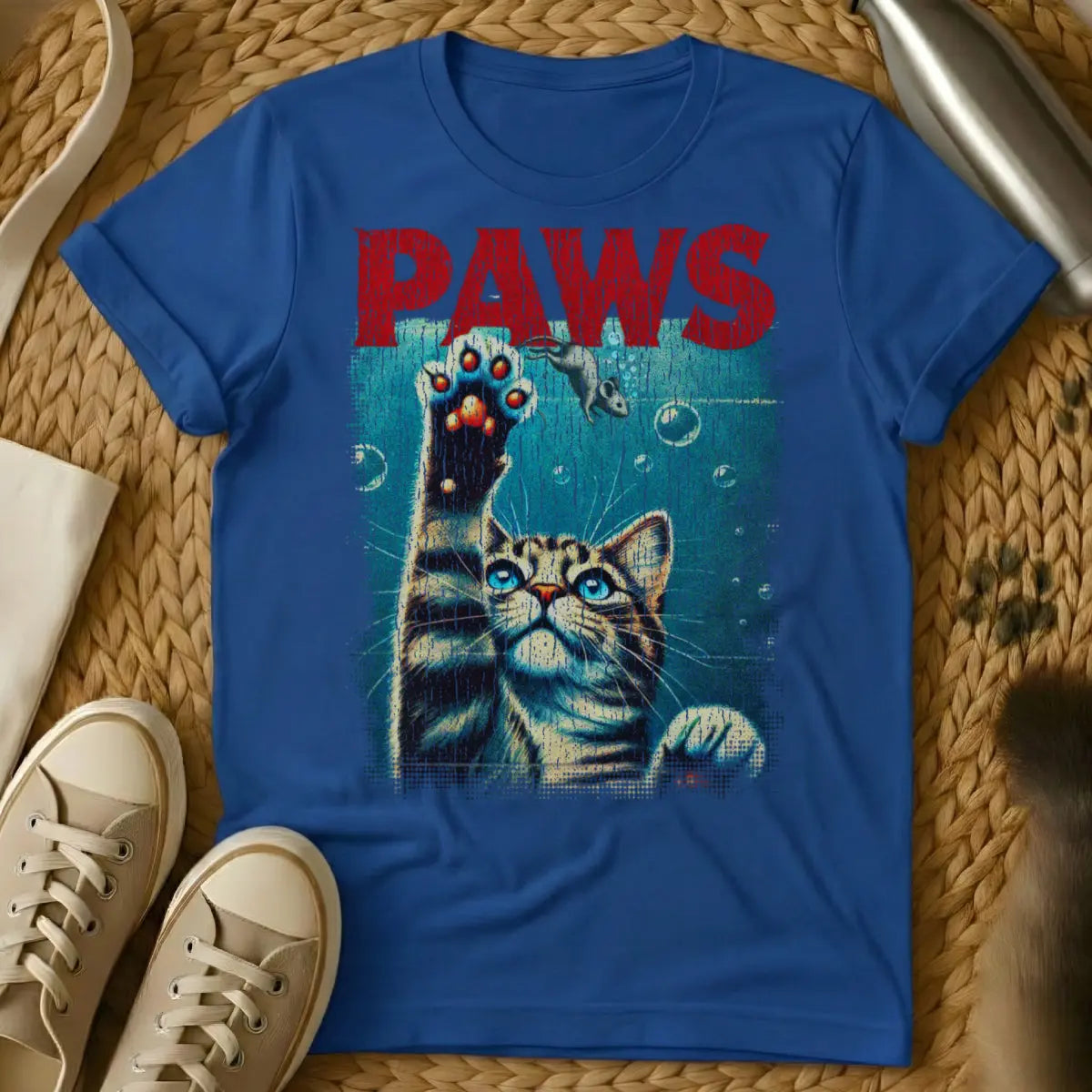 Paws Cat Shirt - Blue Cat T-Shirt