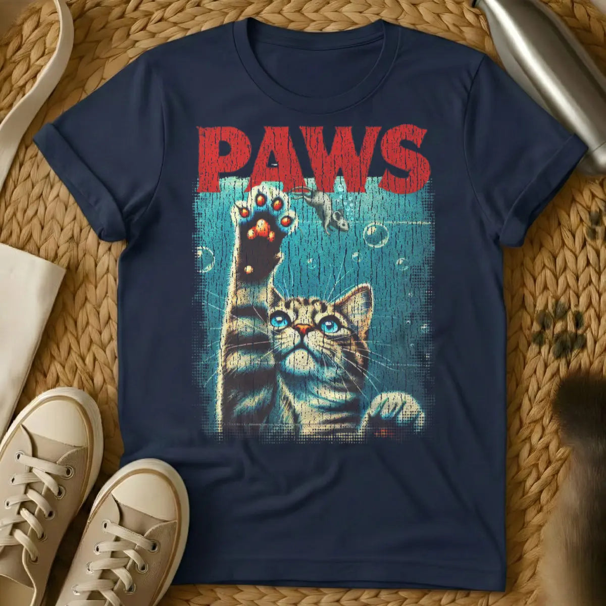 Paws Cat Shirt - Navy Cat T-Shirt