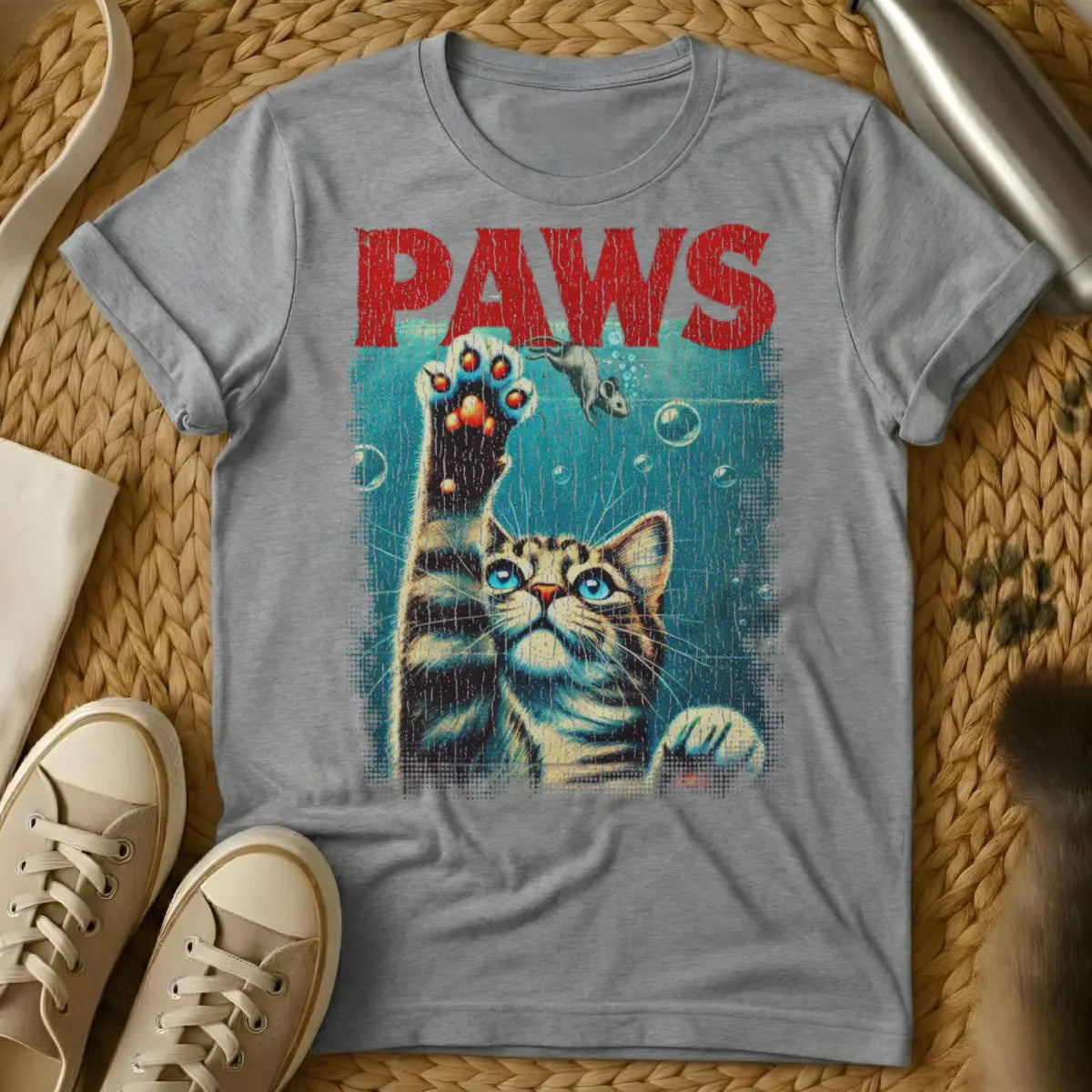 Paws Cat Shirt - Gray Cat T-Shirt