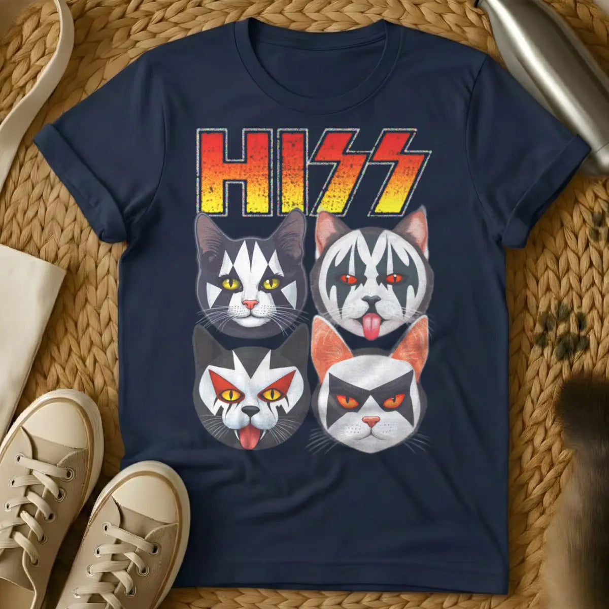 Hiss Cat Shirt - Navy Cat T-Shirt