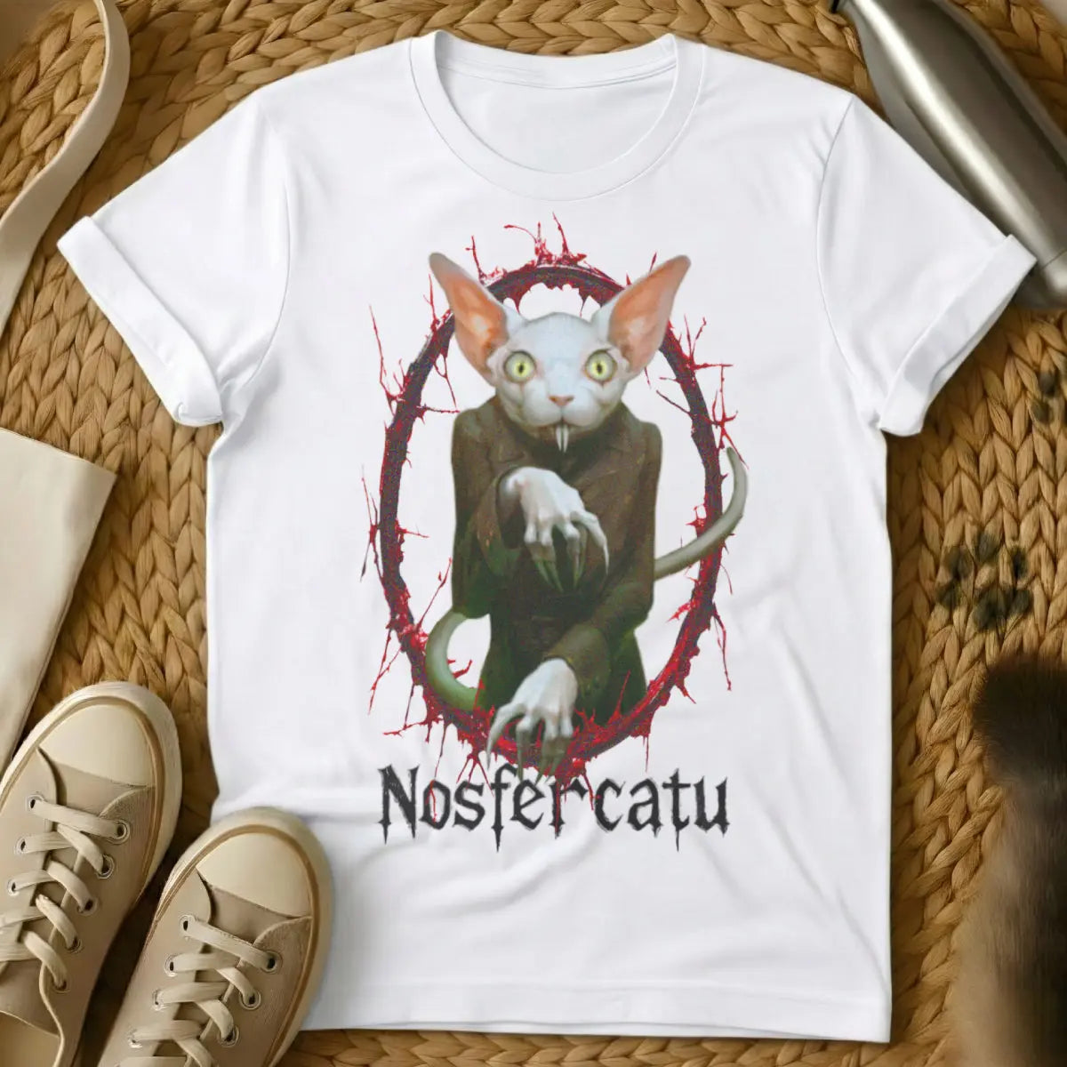 Nosferatu Cat Shirt - White Cat T-Shirt
