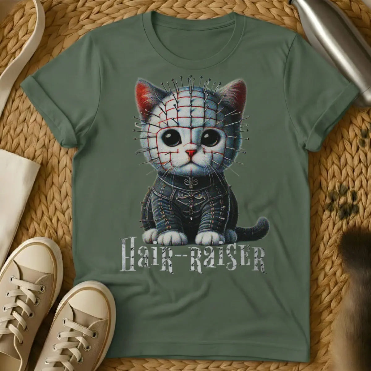 Hellraiser Cat Shirt - Military Green Cat T-Shirt