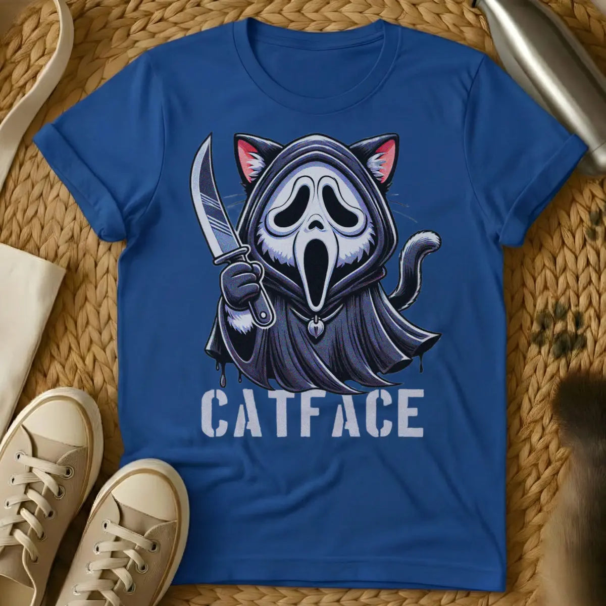 Ghostface Cat Shirt - Blue Cat T-Shirt