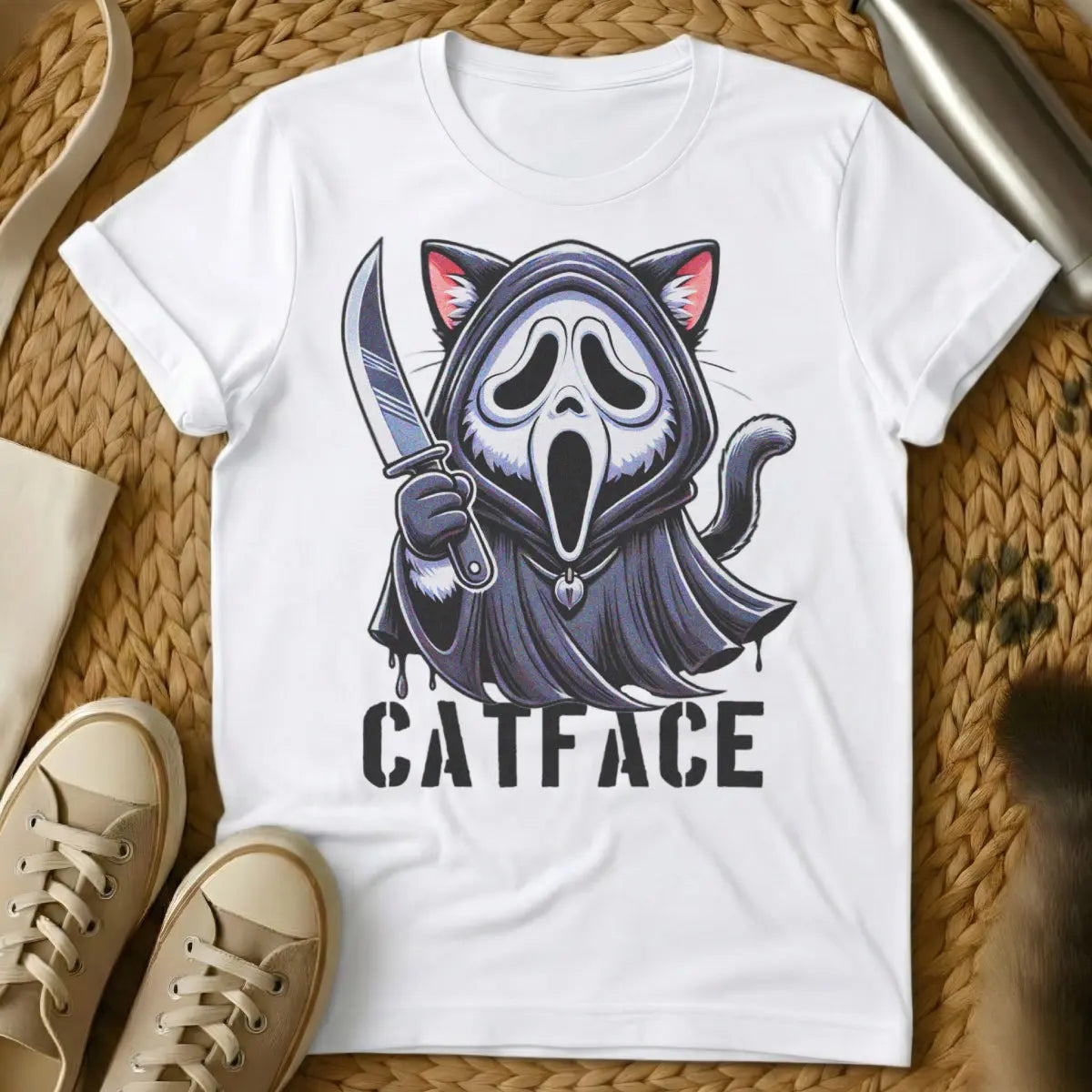 Ghostface Cat Shirt - White Cat T-Shirt